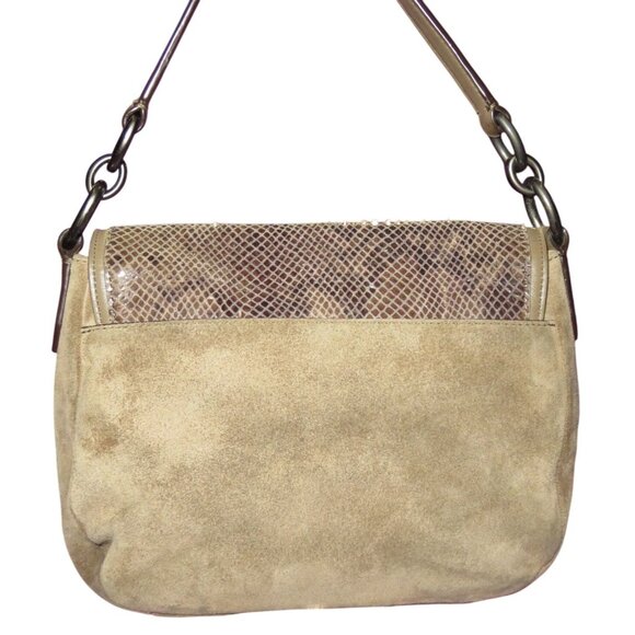 Coach 2014 Taylor Suede & Exotic Python Leather Flap Closure Crossbody Bag - Picture 2 of 13